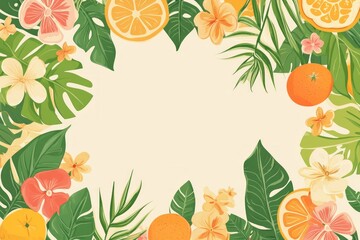 Tropical Fruit & Flower Background
