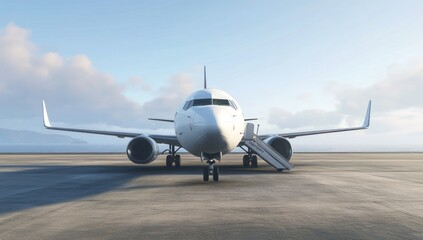 Naklejka premium White Airplane on the Runway