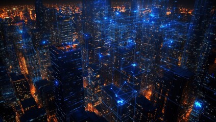 Fototapeta premium Networked Metropolis at Night