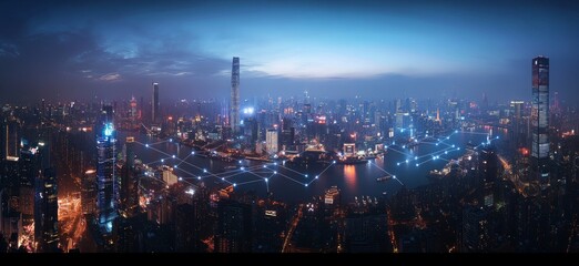 Obraz premium Connected Metropolis at Night