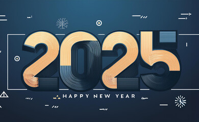 Naklejka premium happy new year 2025 text new year 2025 