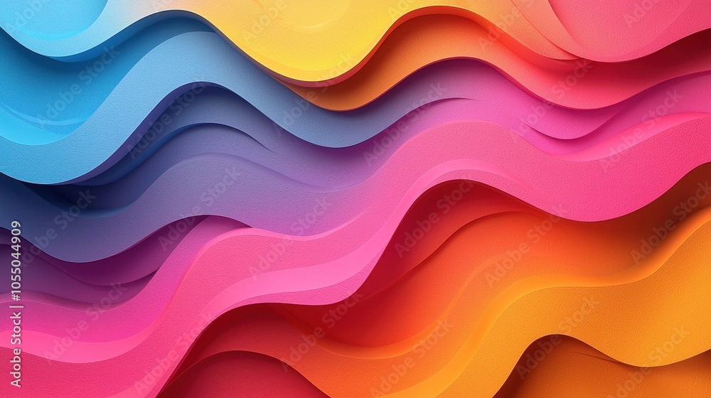 Poster colorful abstract waves create a dynamic pattern showcasing fluid movement in a vibrant gradient des