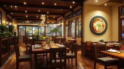 Cozy Dining Room with Savory Noodle Dishes