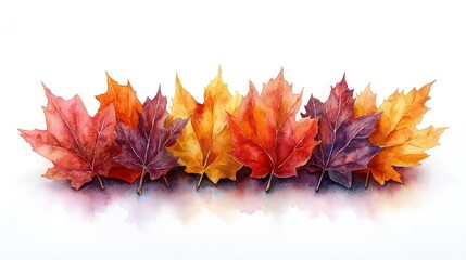 Obraz premium Watercolor Painting of Vibrant Autumn Leaves