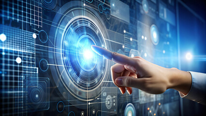 hand pushing a touch interface