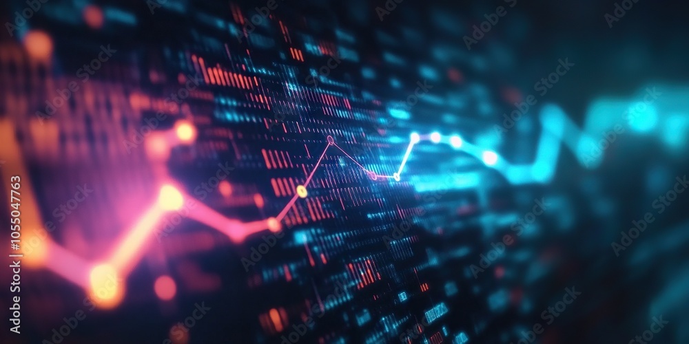 Poster Digital background perfect for tech processes, neural networks, artificial intelligence, data transfer and encryption, digital archives, sound and graphic presentations, science, education, etc.