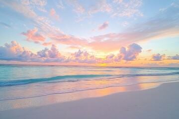 Fototapeta premium Pastel Sunset Beach Scene