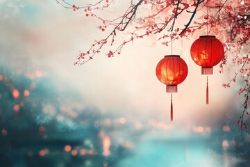 Obraz premium background happy new year china lanscape with generative ai 