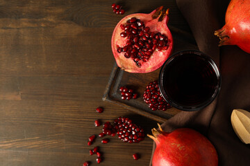 Pomegranate juice, delicious and fresh drink, tasty beverage