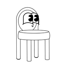 Doodle cute character illustration chair sticker outline
