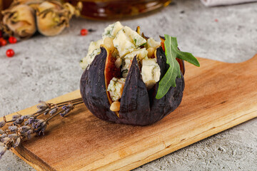 Fig with blue cheese and cedar