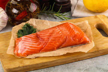 Piece of cut salmon fillet