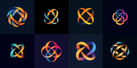Abstract geometric logo featuring interlocking circles and triangles that symbolize connection and synergy in a sleek, modern style.