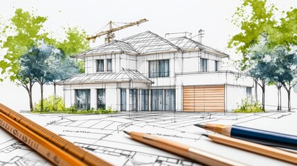 Transform your dream house into reality, explore blueprints, pencils, and architectural plans for stunning home design