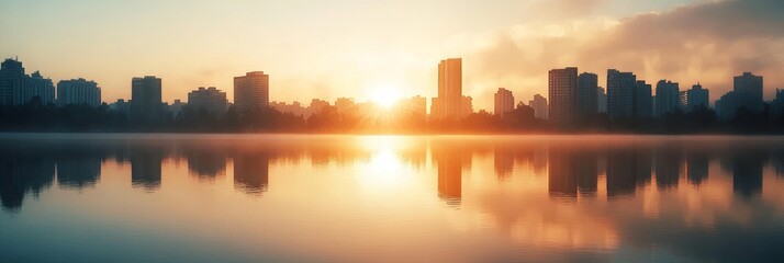 Sunrise over the City Skyline