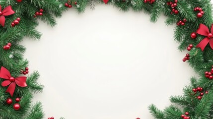 Classic christmas wreath with red bow and festive decorations, a symbol of holiday cheer winter warmth