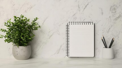 New Year 2025, new planner open to the first page, resolutions and a fresh start in focus, modern desk, flat design illustration