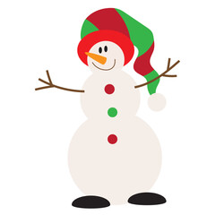 Vintage snowman  vector cartoon flat style illustration