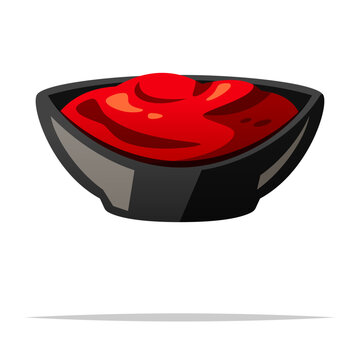 red sauce in black bowl clip art preview