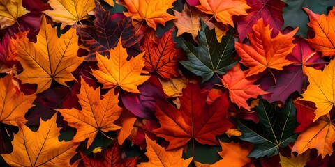 Closeup of autumn leaves. Leaves background. Leaves wallpaper. AI generated