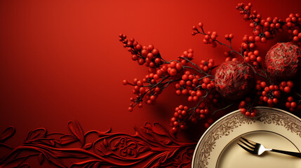 Matzo and wine for passover seder celebration on table over red background