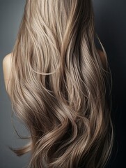 Fototapeta premium Back View of Long Wavy Blonde Hair