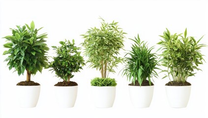 Fototapeta premium Five Delightful Houseplants in Pots