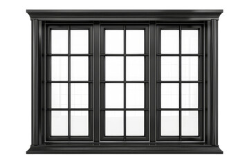 Elegant Black Framed Window with Multiple Panes and Grids Design