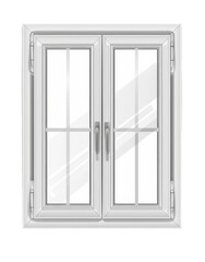Obraz premium Elegant Double Window Design with Grilled Glass Panes.