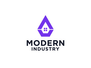 Blue Geometric Origami Abstract House Logo. Usable for Business, Real Estate, Architecture, Construction and Building Logos.