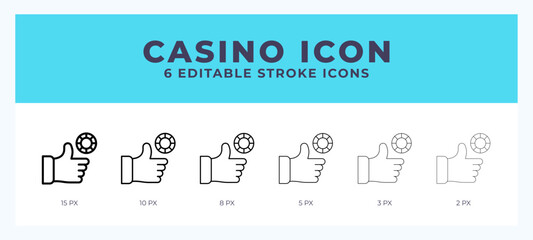 Casino icon with editable stroke. Outline icon vector illustration.