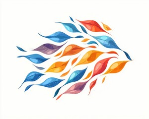 Obraz premium Abstract colorful leaf design, white isolate background