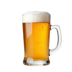 Freshly Poured Beer with a Thick Foam Head in a Clear Mug
