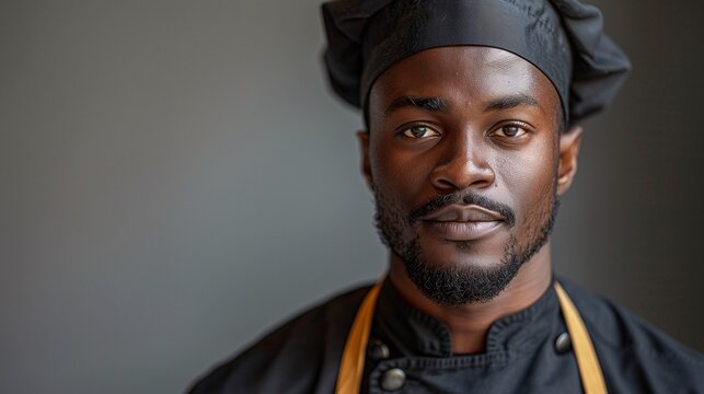 Portrait of a Confident Chef in Black Uniform