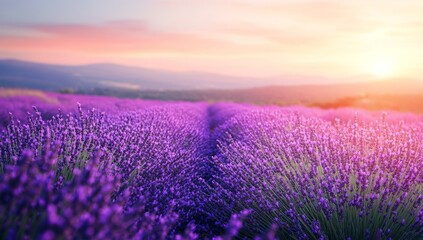 Fototapeta premium Lavender Field at Sunset