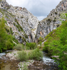 Rio Cares at the beginning of the Cares gorge near village Cain de Valdeon