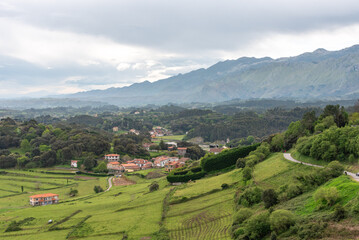 Picturesque Niembru village at the Atlantic coast of Asturias, Spain