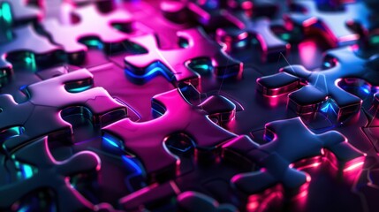 Metallic Puzzle in Neon Lights
