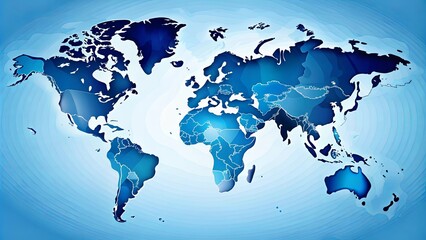 A Stylized World Map Depiction Featuring a Blue and White Gradient with Subtle Contour Lines