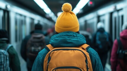 Fototapeta premium Commuters Exiting a Busy Subway Station Stepping into the City Streets Filled with Cars and Buses in a Deep Depth of Field