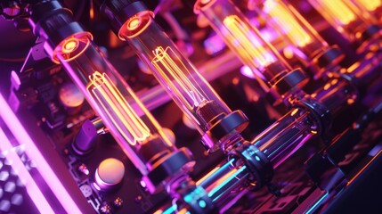 Neon-Lit Computer Components in a PC Case