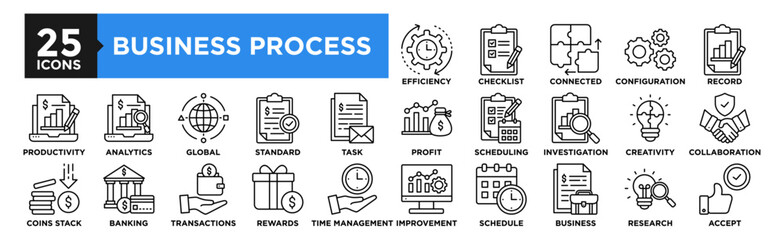 Business Process icon collection set. Containing design business, process, concept, management, technology, system