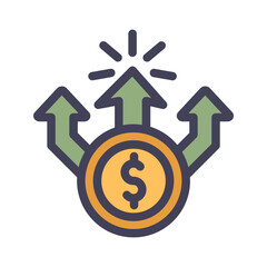 money arrow growth filled style