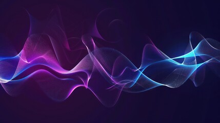 Abstract Wavy Lines of Purple and Blue Light