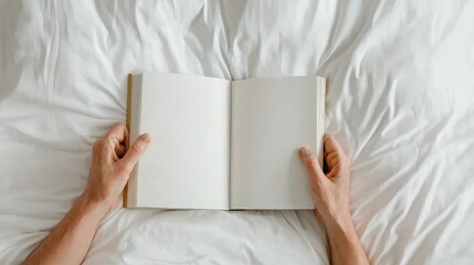 Naklejka premium Elderly Person Reading a Book in Bed