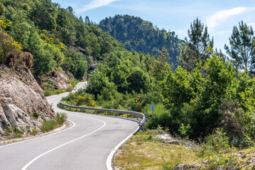 Winding road in the Peneda-Geres National Park in Portugal