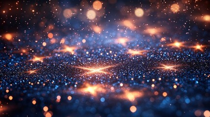 Obraz premium Abstract Glittering Background with Blue and Orange Lights