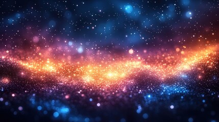 Naklejka premium Abstract Glittering Background with Blue, Orange, and Pink Lights