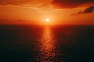 Fiery Sunset Over the Ocean