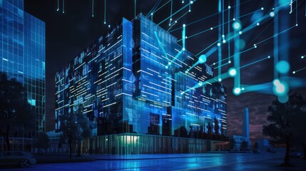 Modern Architecture Illuminated by Digital Network
